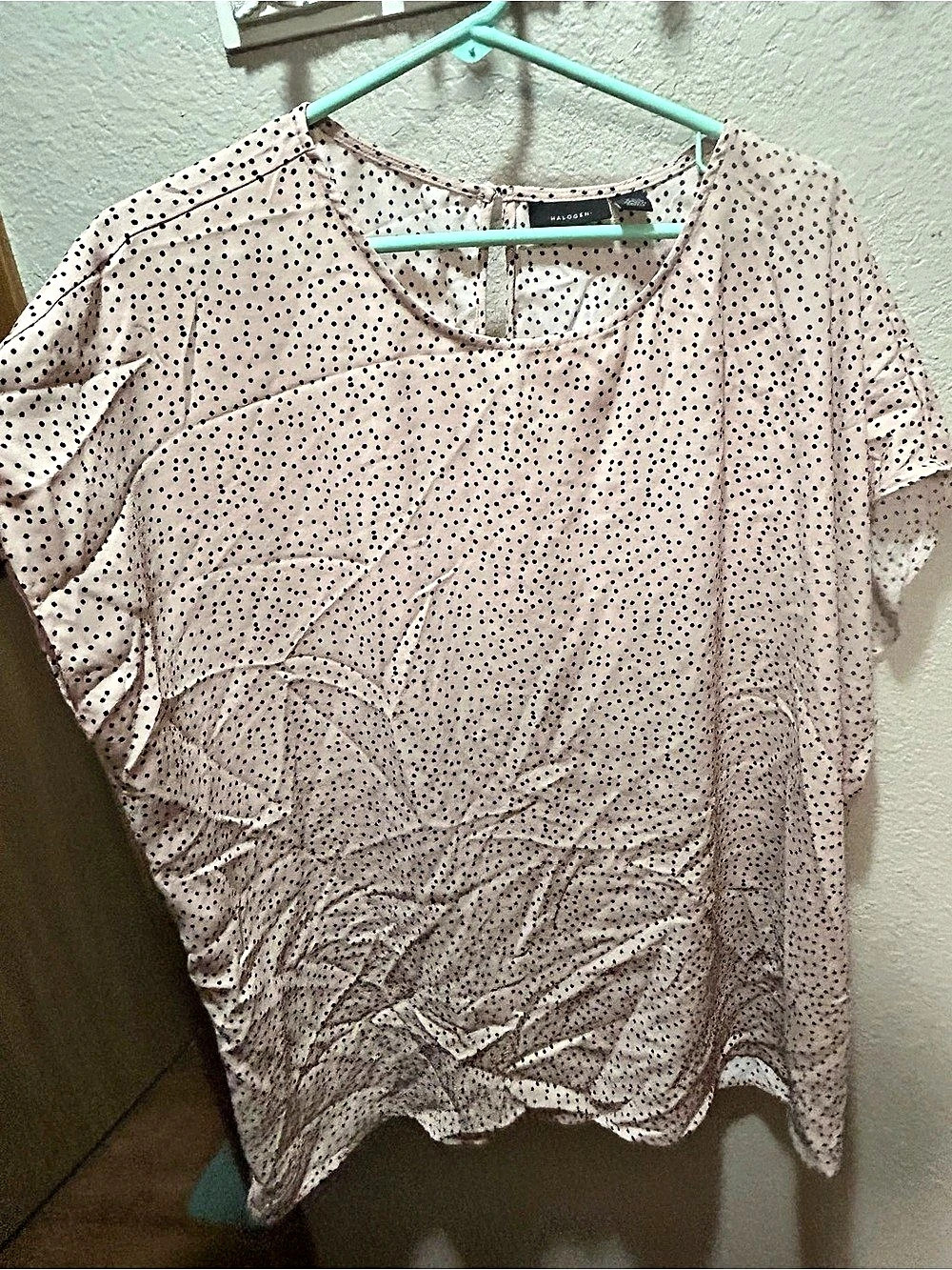 Halogen Polka Dot Short Sleeve Blouse Blouse Pink & Black 2X